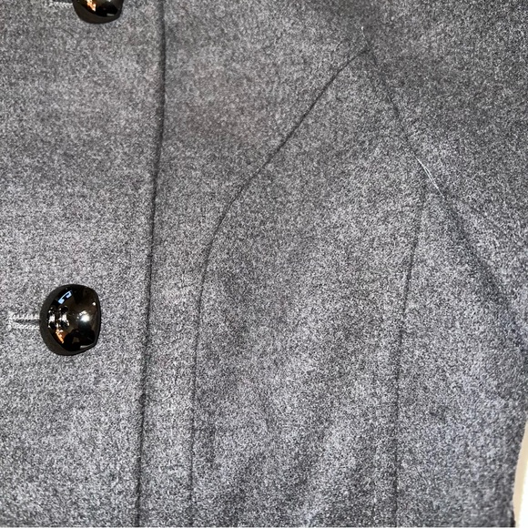 Hydraulic sz XS charcoal gray double breasted faux wool gathered lined Pea Coat - Picture 8 of 16